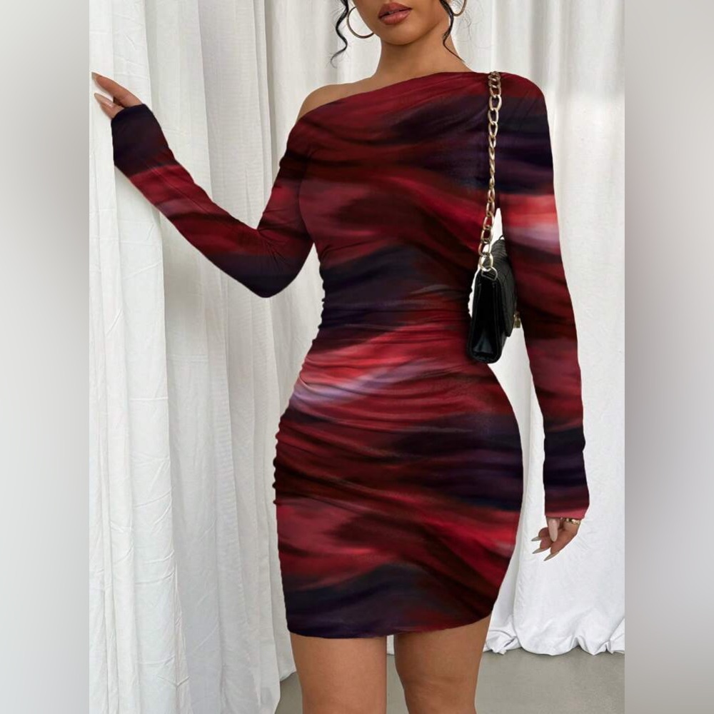 SHEIN One Shoulder Multicolor Sunset Dress Size Large